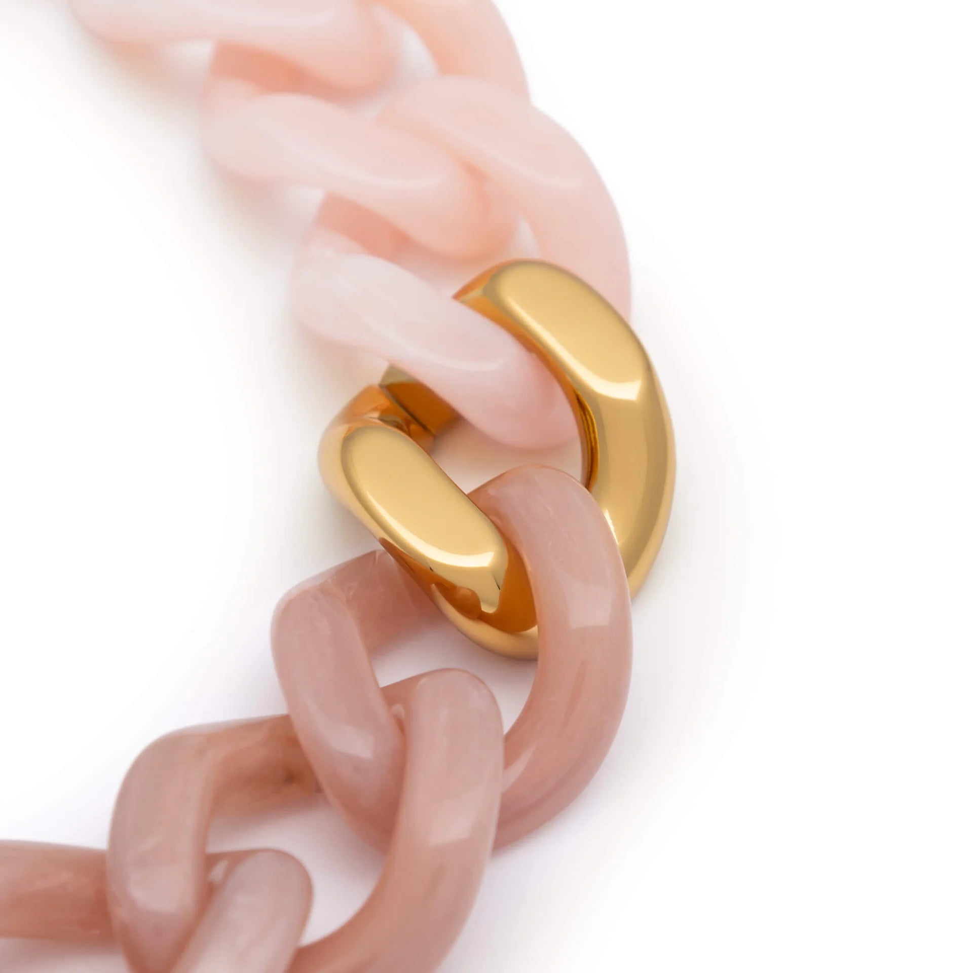 Flat Chain Bracelet 2 Colour with Gold link in Blush Marble and Peach Sorbet