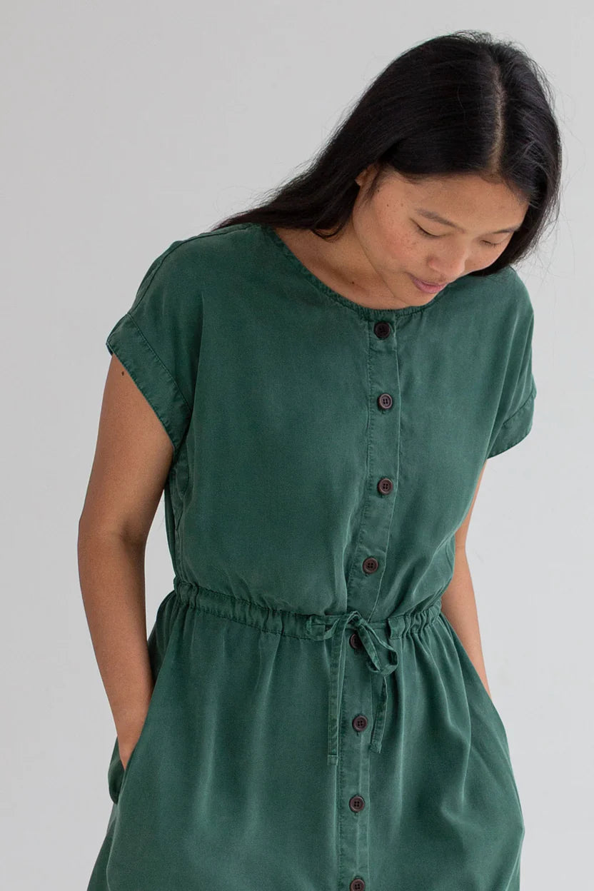 Marasusa Dark Green Dress in 100% Tencel