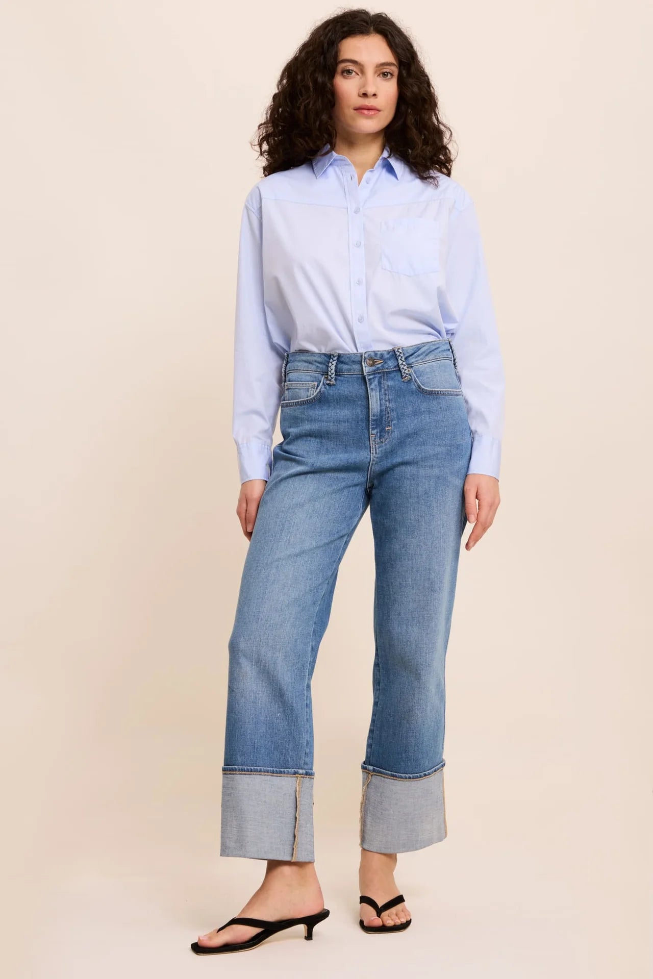 100% Cotton and Recycled Cotton Livia Wide Leg Jeans in Light Blue