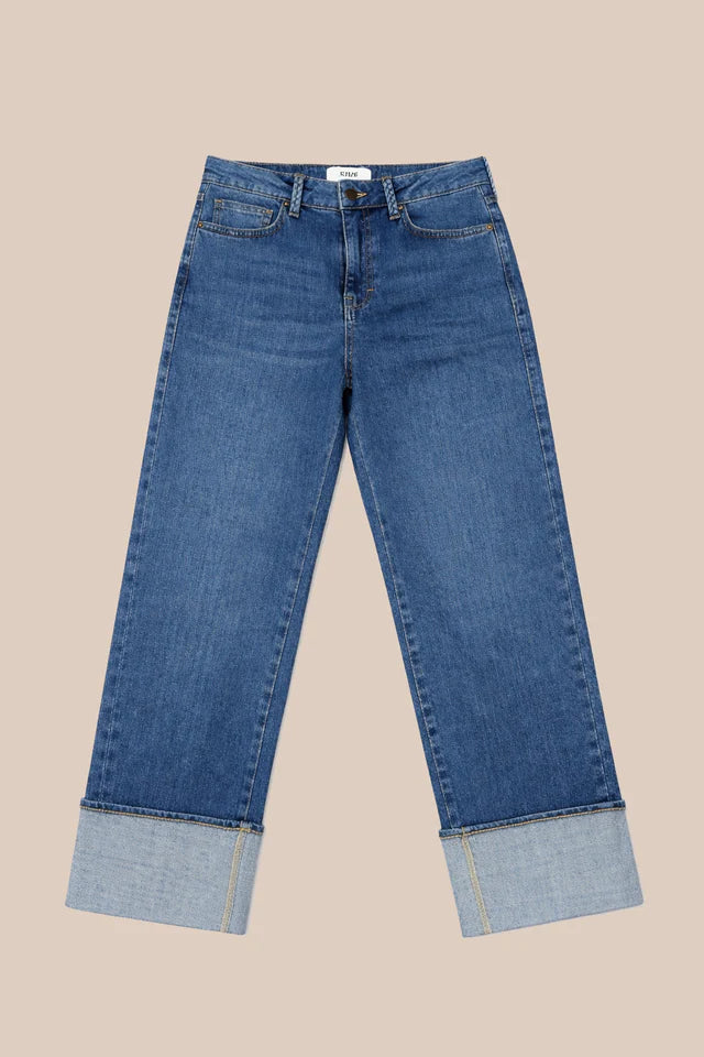100% Cotton and Recycled Cotton Livia Wide Leg Jeans in Light Blue