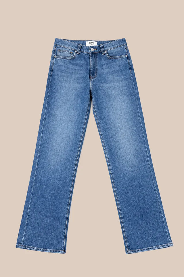 100% Cotton Maylan Crop Flare Jean in Light Blue