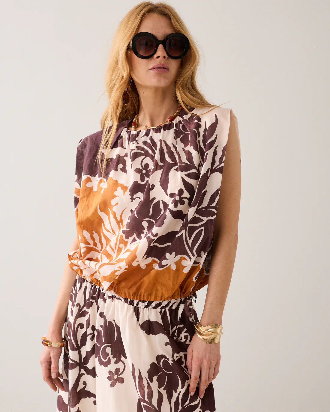 100% Cotton Reversible Sleeveless Top in Large Floral Print