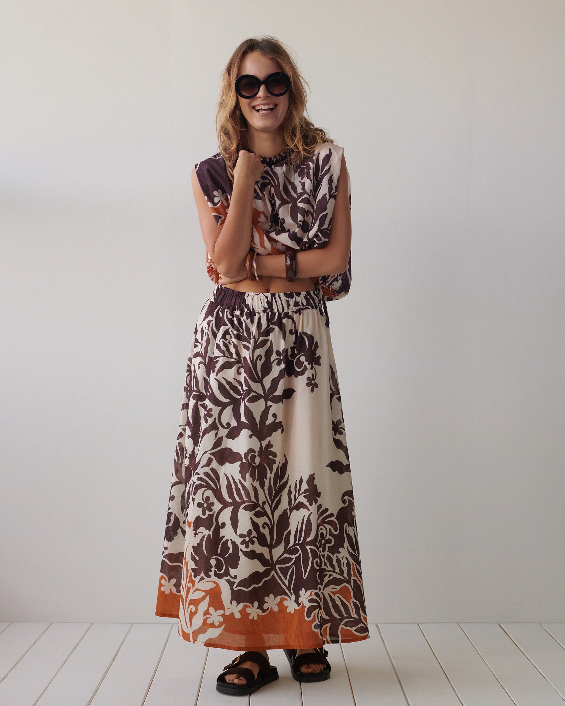 100% Cotton Reversible Sleeveless Top in Large Floral Print