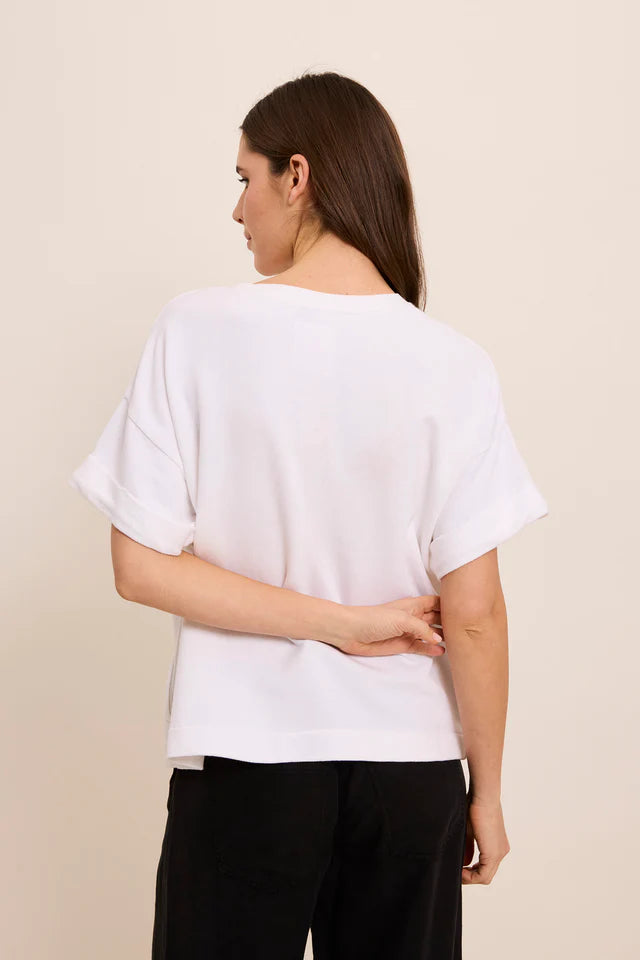 100% Cotton Sweat in White with Heart Motif