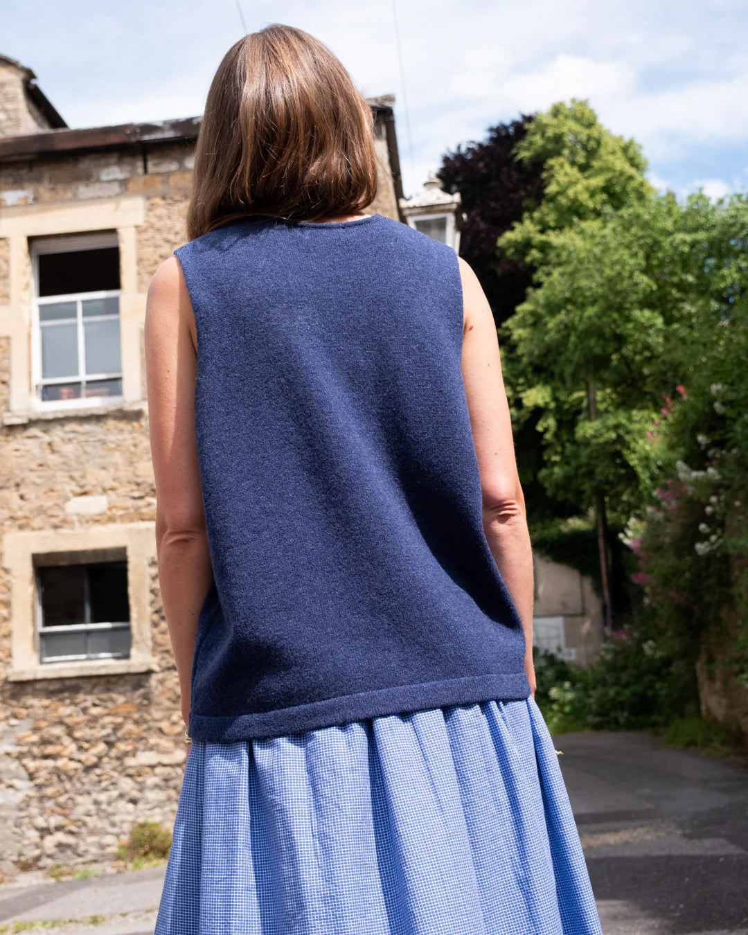 100% Wool Aria Tank Top in Navy