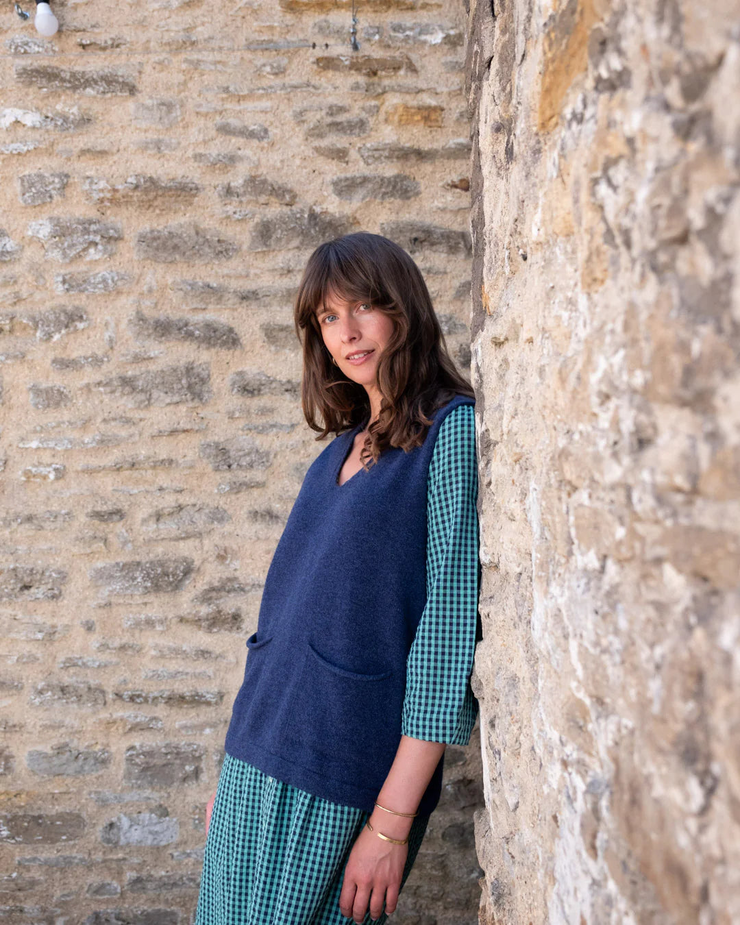 100% Wool Aria Tank Top in Navy