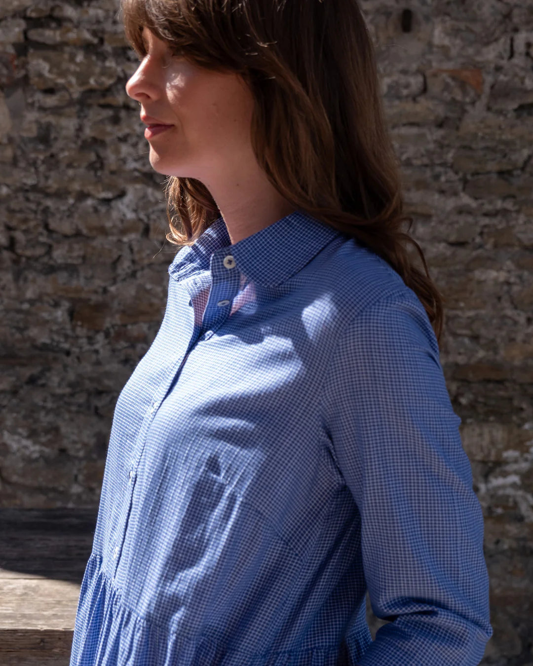 Bea Shirt Dress in Blue and White check