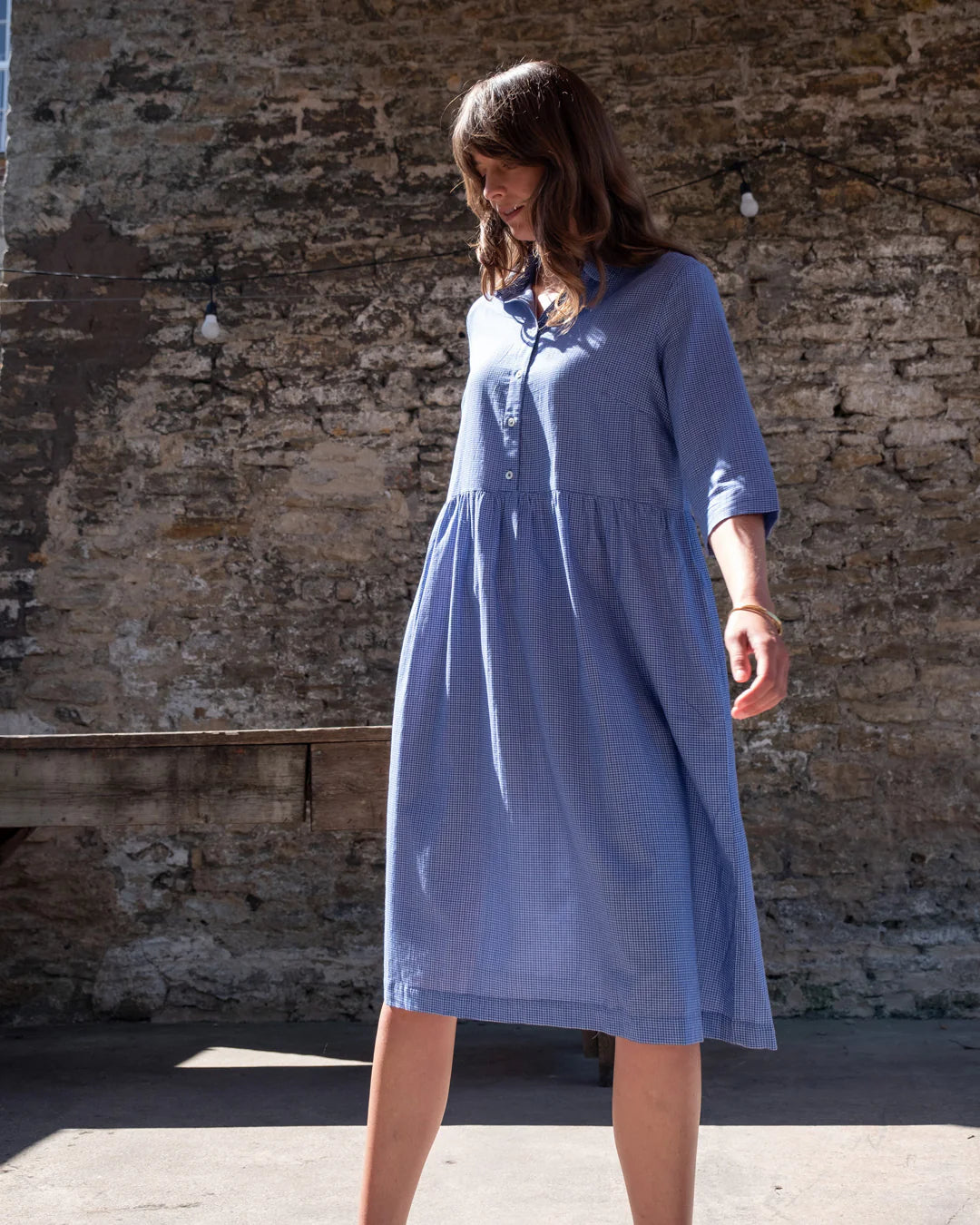 Bea Shirt Dress in Blue and White check