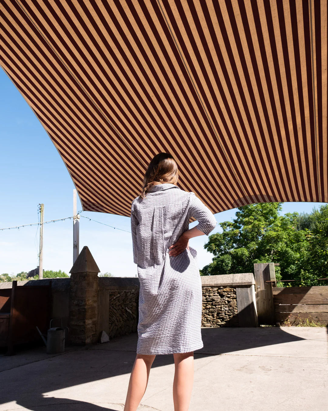 100% Organic Cotton Tara Shirt Dress in Dove Grey Gingham Check