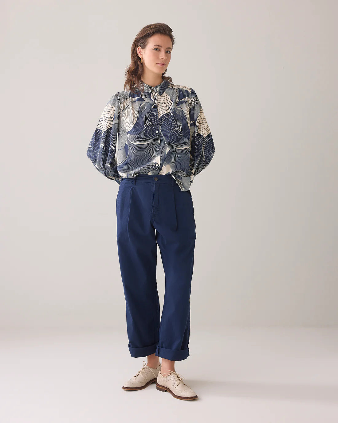 100% Cotton Relaxed Chinos in Navy Blue