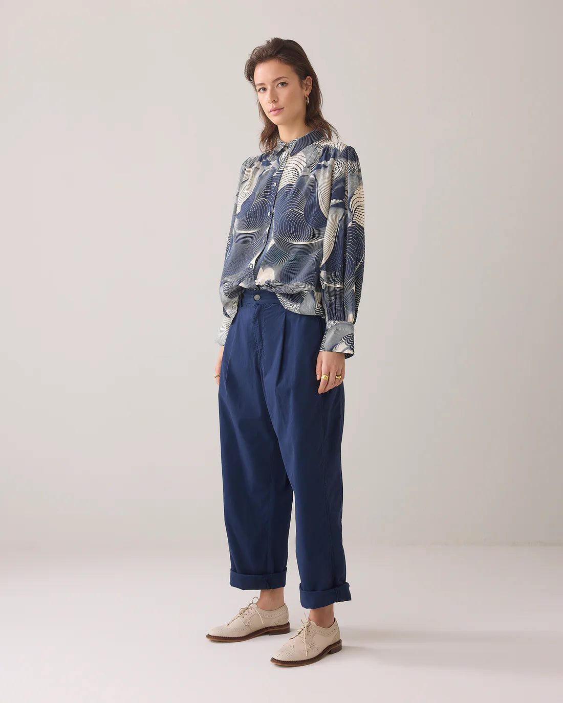 100% Cotton Relaxed Chinos in Navy Blue
