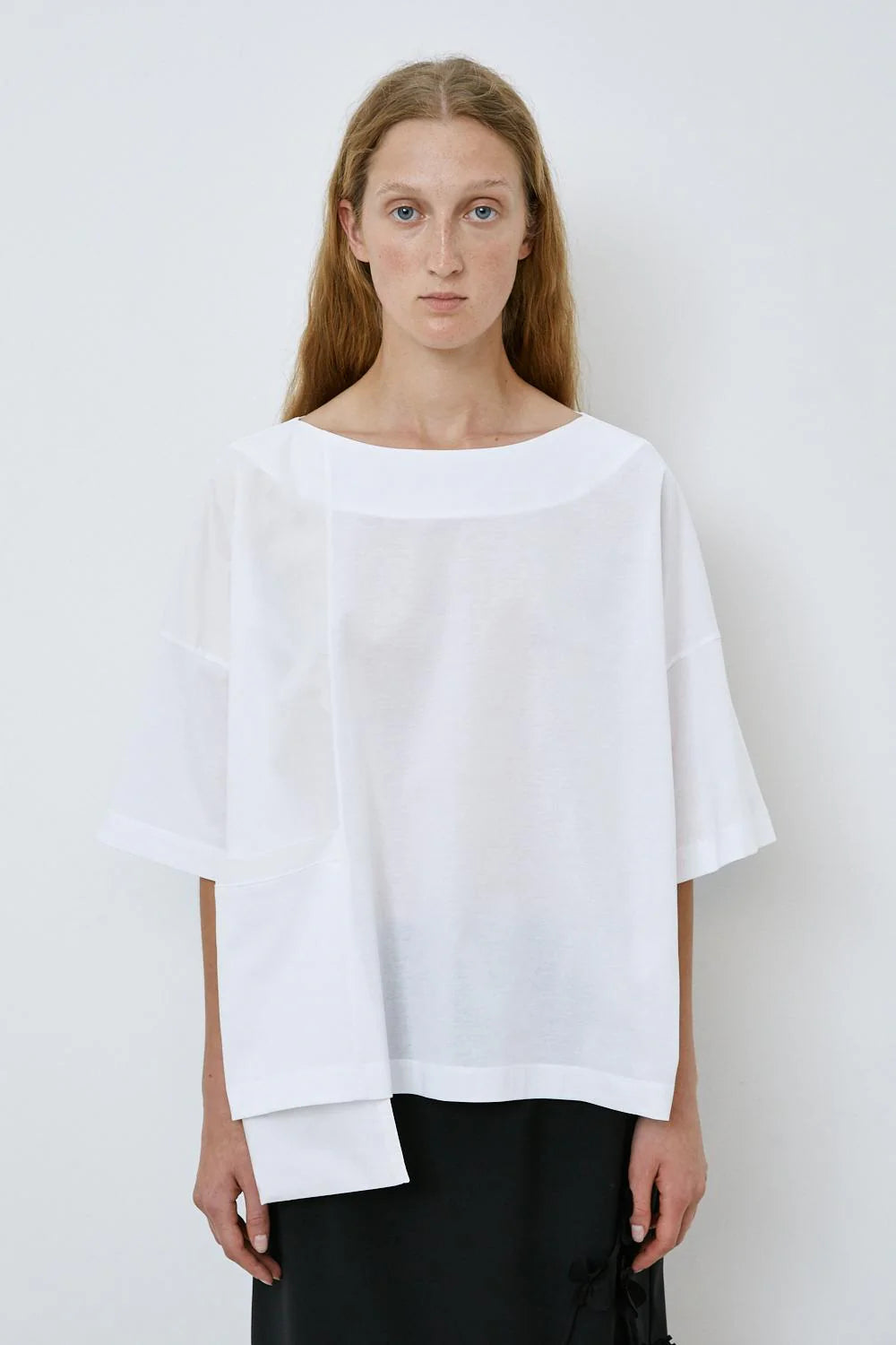 100% Cotton White Oversized Tee with large pocket on front
