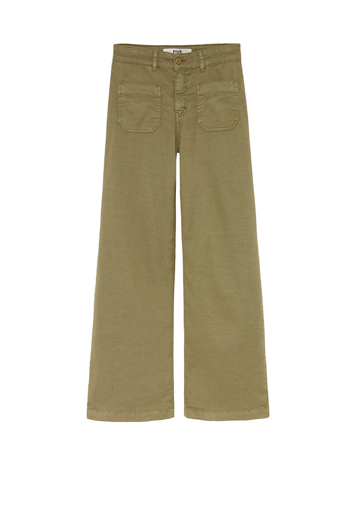 Lucia Linen and Cotton Trousers in Khaki