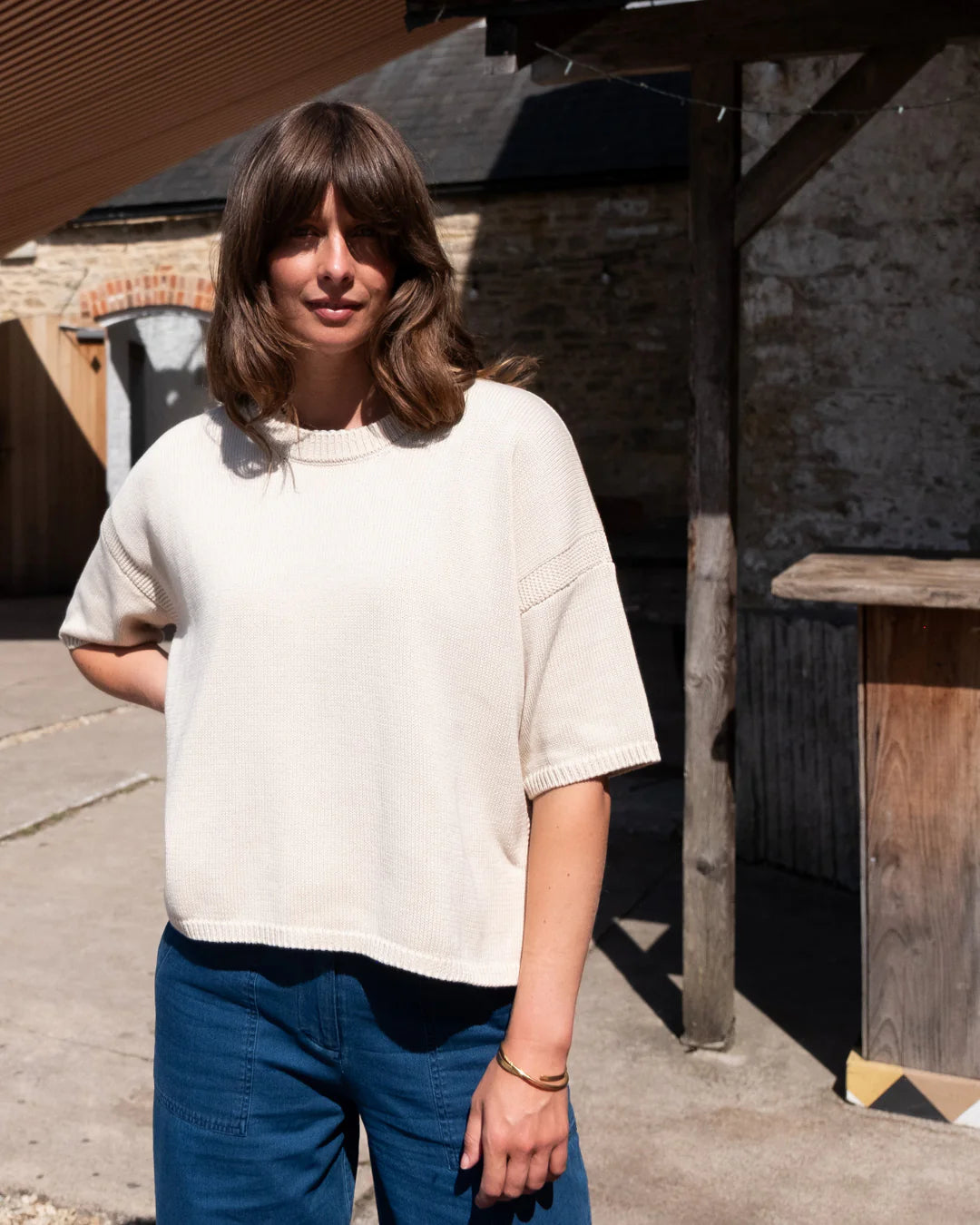Lisa Boxy Fit 100% Organic Cotton Jumper in Ecru