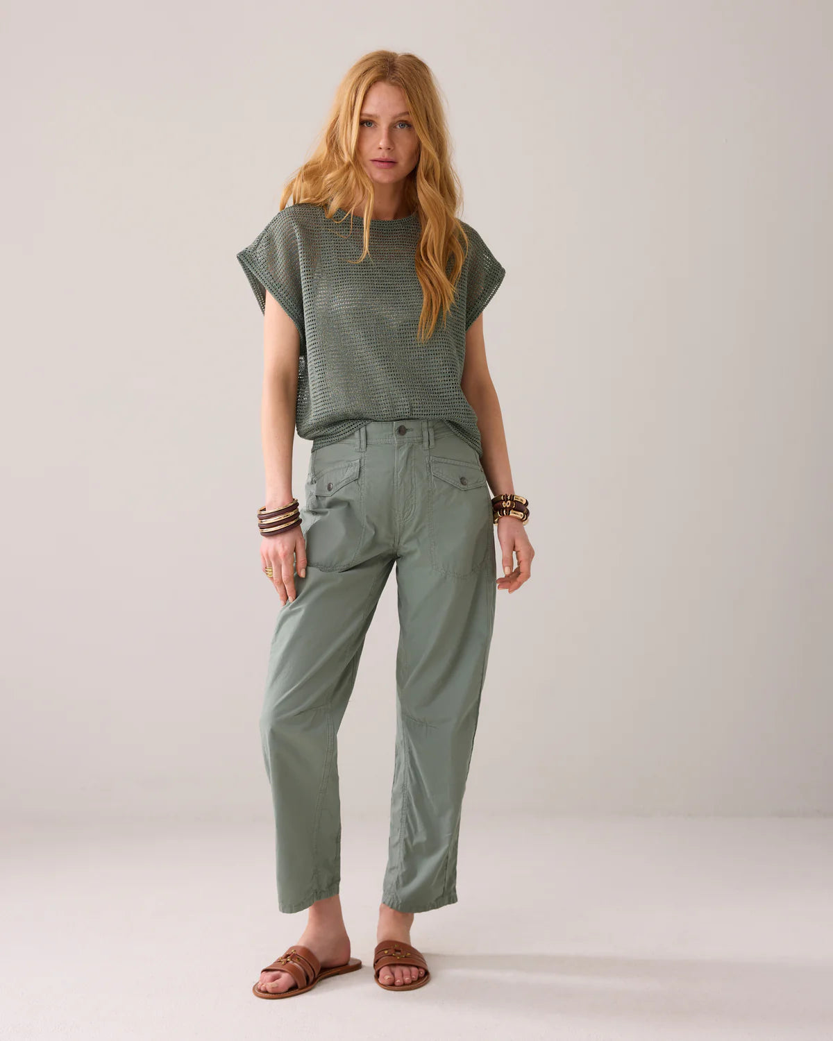 Boxy Gauze Top in Sea Glass Green