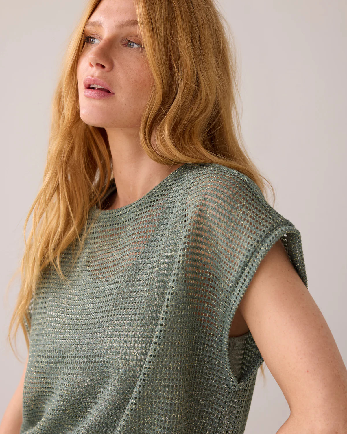 Boxy Gauze Top in Sea Glass Green