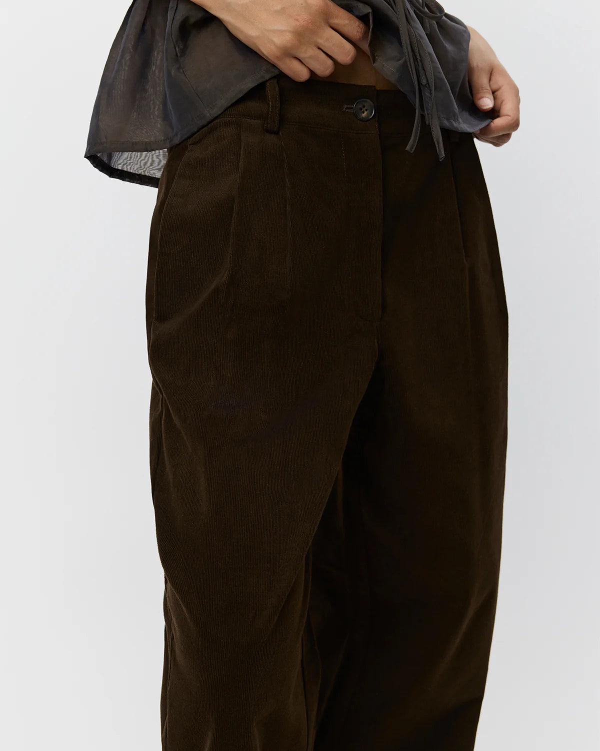 Malina 100% Needlecord Trousers in Chocolate Brown