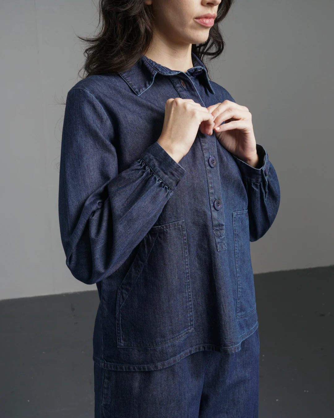 Mika 100% Organic Cotton Utility Shirt in Denim