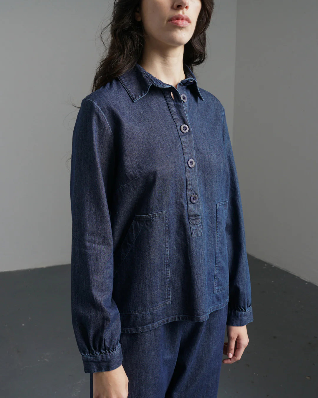 Mika 100% Organic Cotton Utility Shirt in Denim