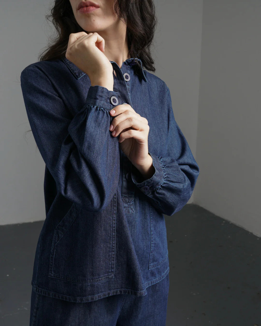 Mika 100% Organic Cotton Utility Shirt in Denim