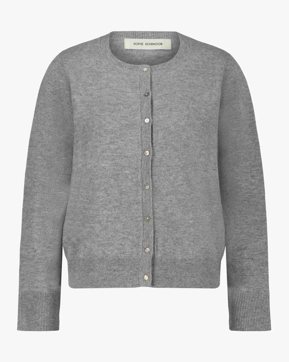 100% Merino Cardigan in Grey Melange