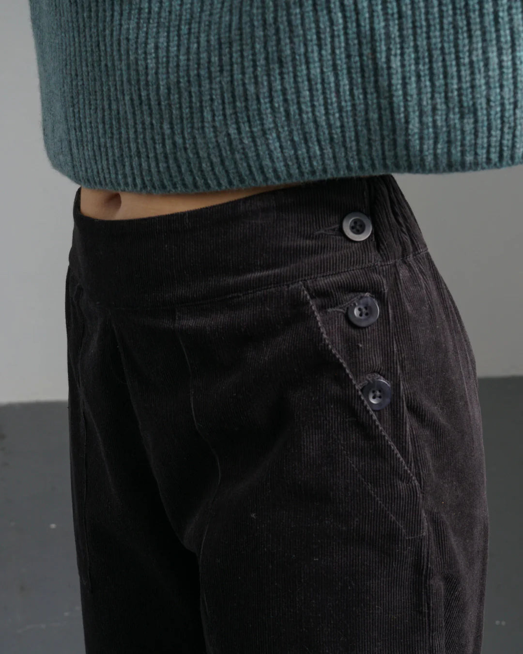 Anna Wide Leg Cord Trousers in Dove Grey