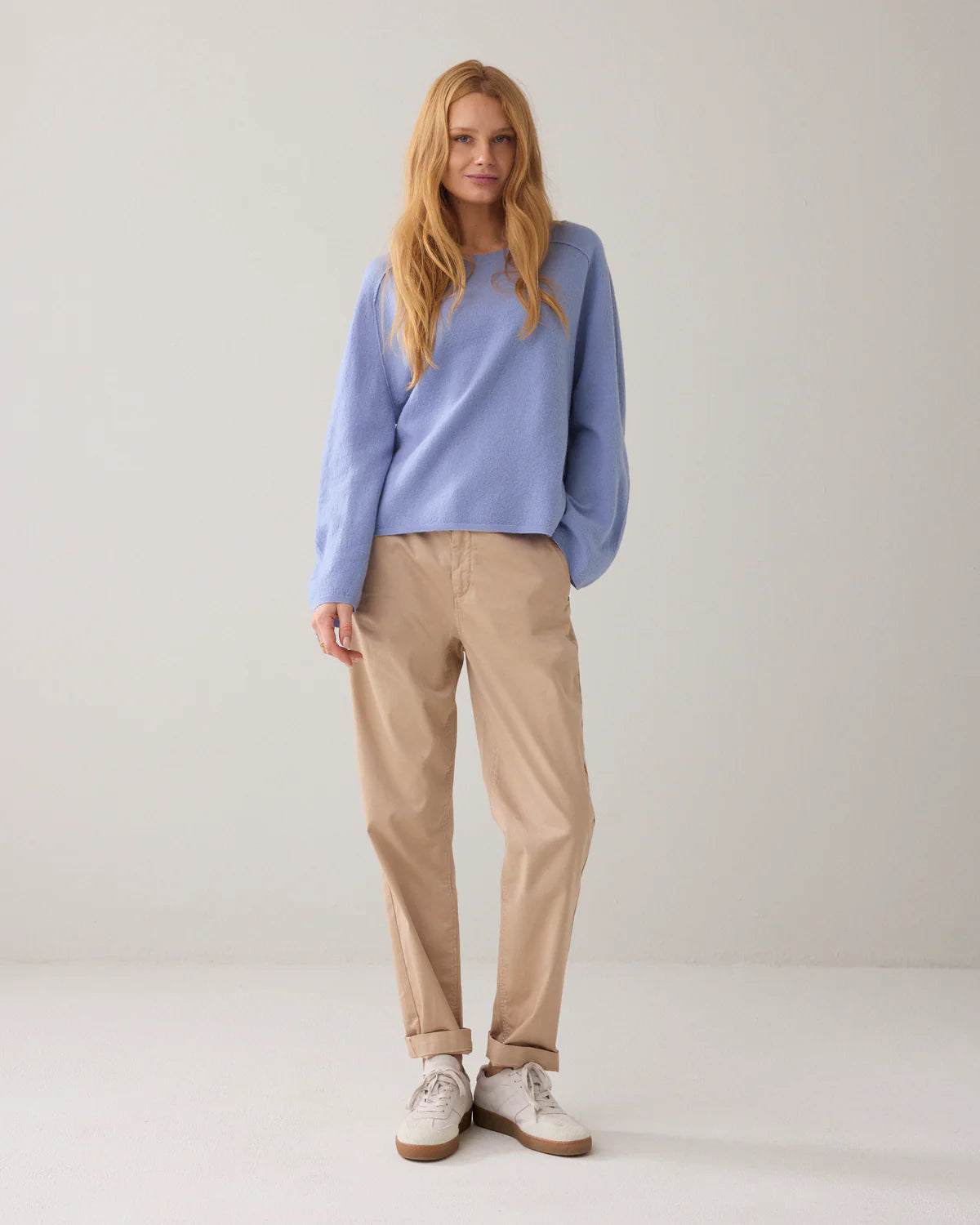 100% Merino Wool Round Neck Jumper in Powder Blue