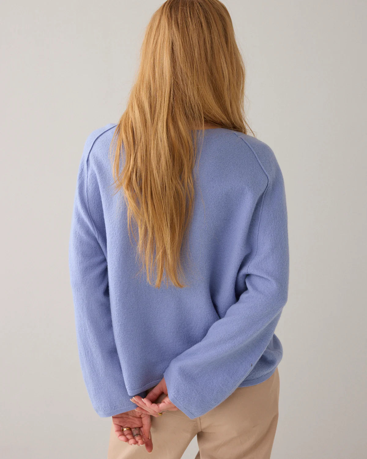 100% Merino Wool Round Neck Jumper in Powder Blue