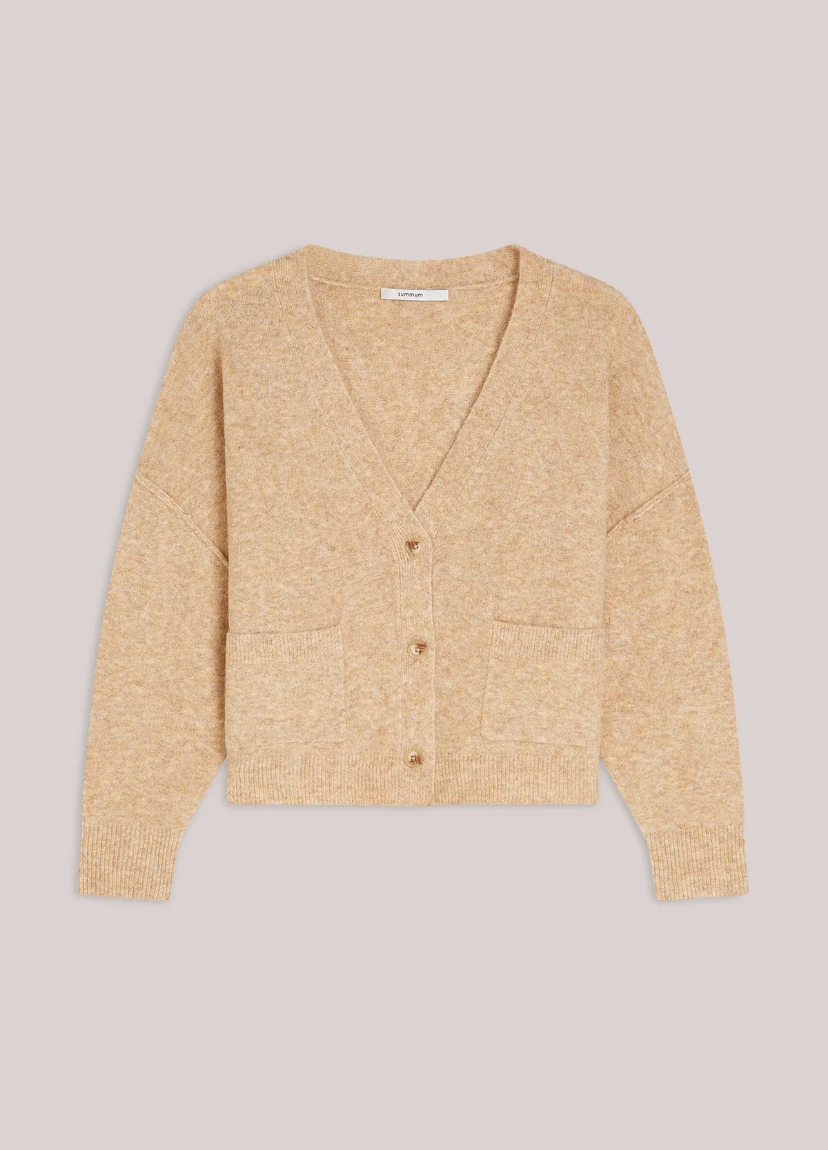 Wool Blend Boxy Cardigan in Yellow/Beige