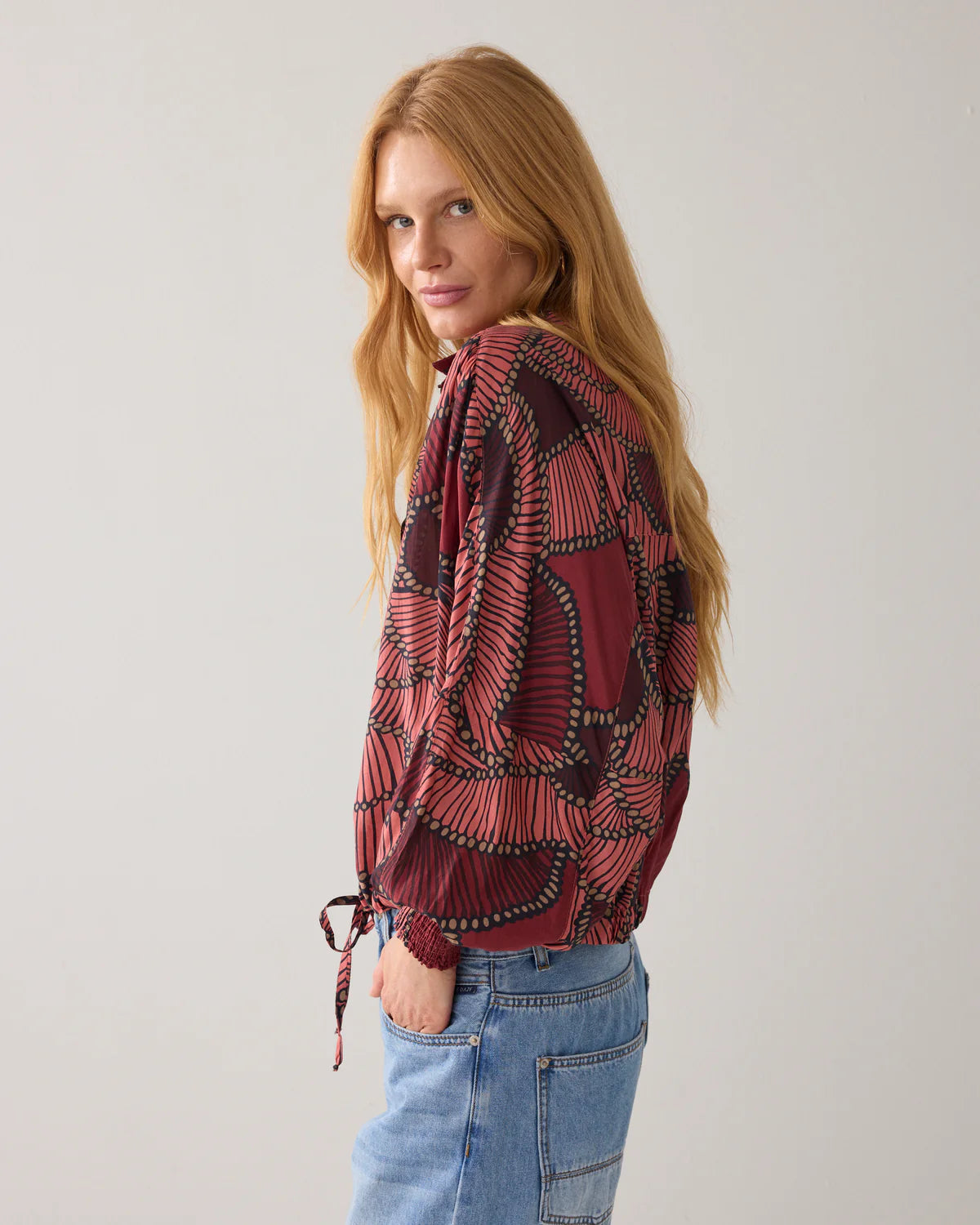 100% Cotton and Viscose Mix Top in Redcurrant