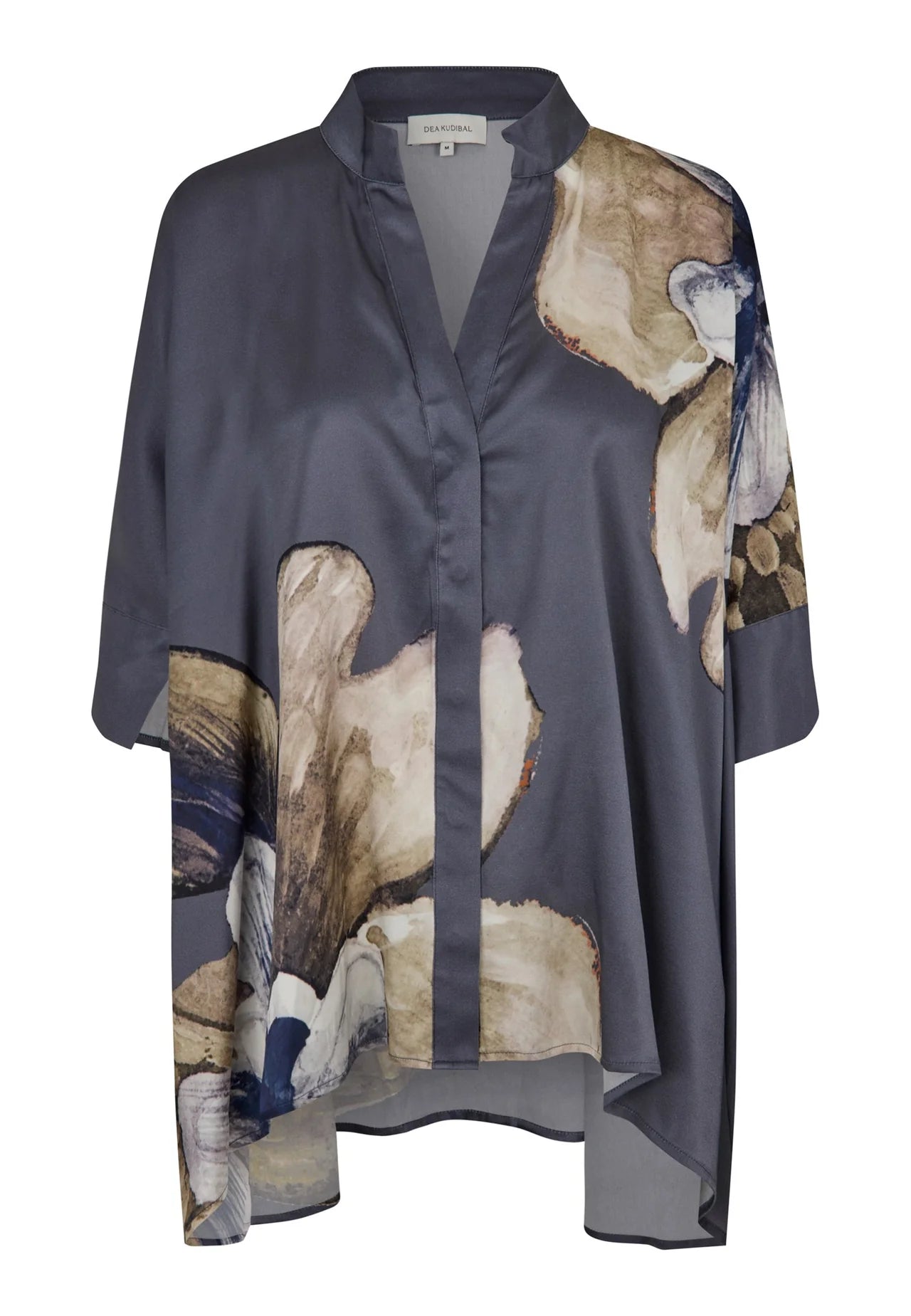 92% Silk Mandy Shirt in Belladonna Steel