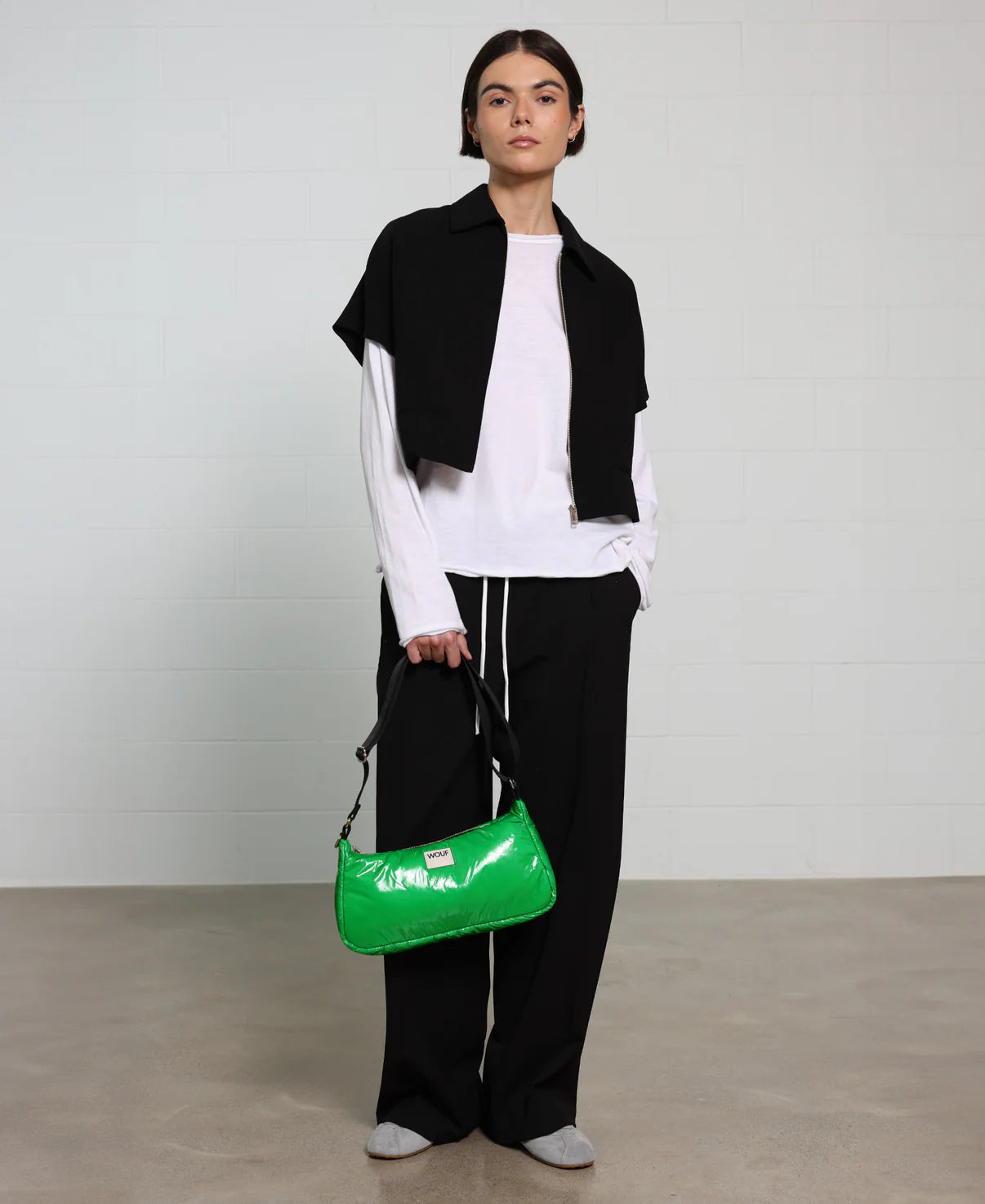 100% Recycled Shoulder Bag in Basil - Apple Green