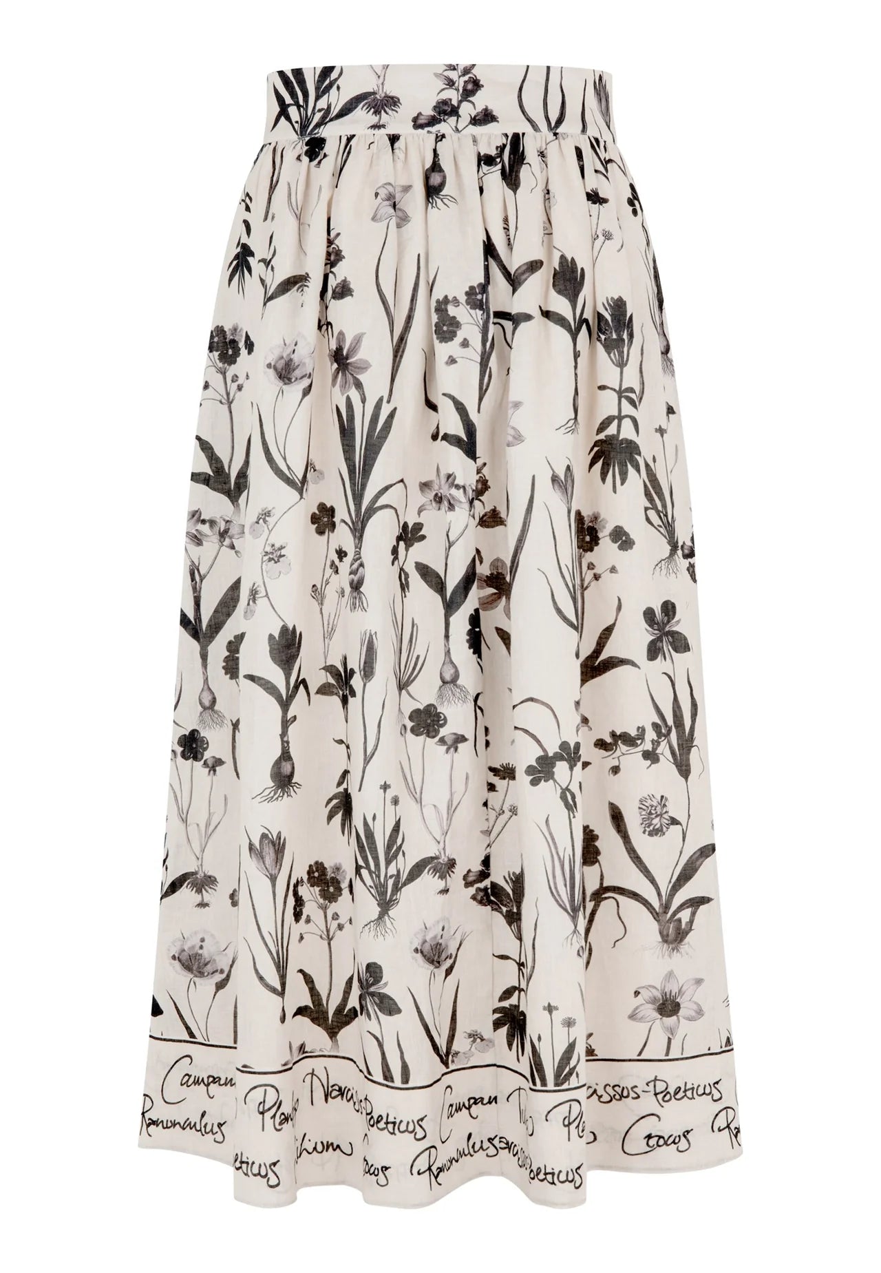 100% Linen Edda Skirt in Botanical Print