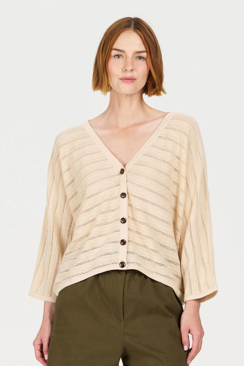 MALI Linen and Cotton Batwing Cardigan in Yellow