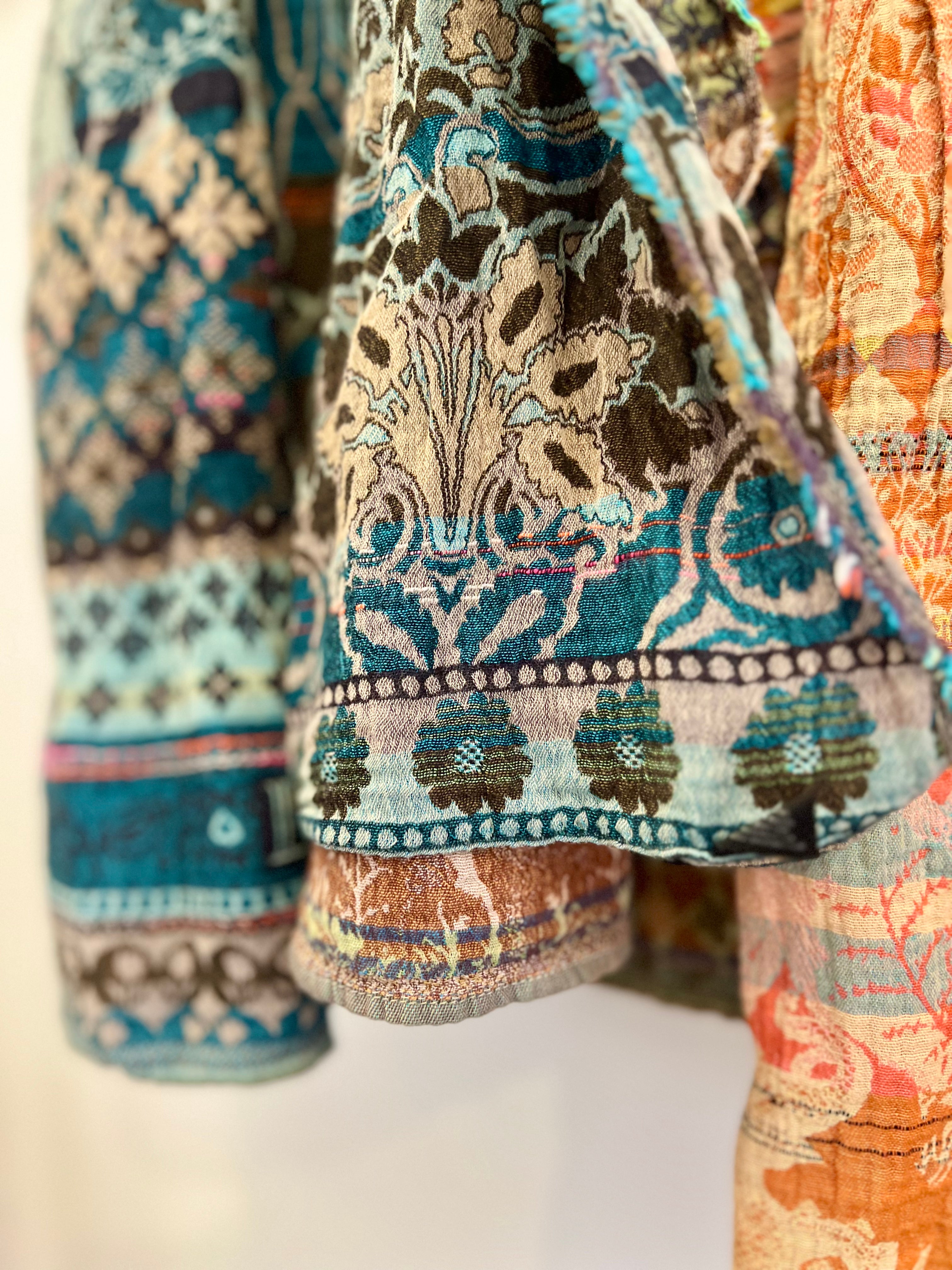 Anoushka Turquoise Jacquard Scarf