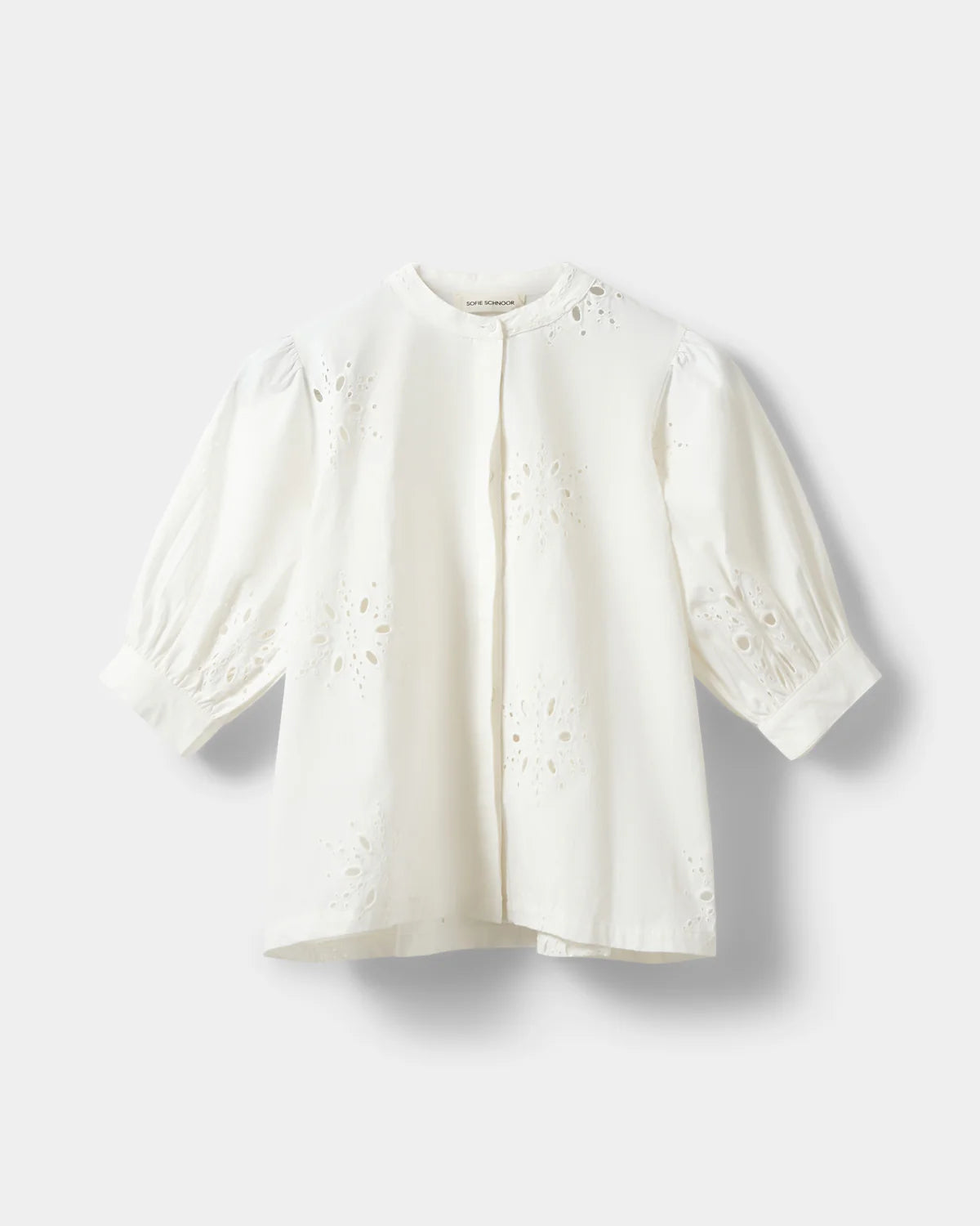100% Broderie Anglaise Cotton Alessia Shirt in White
