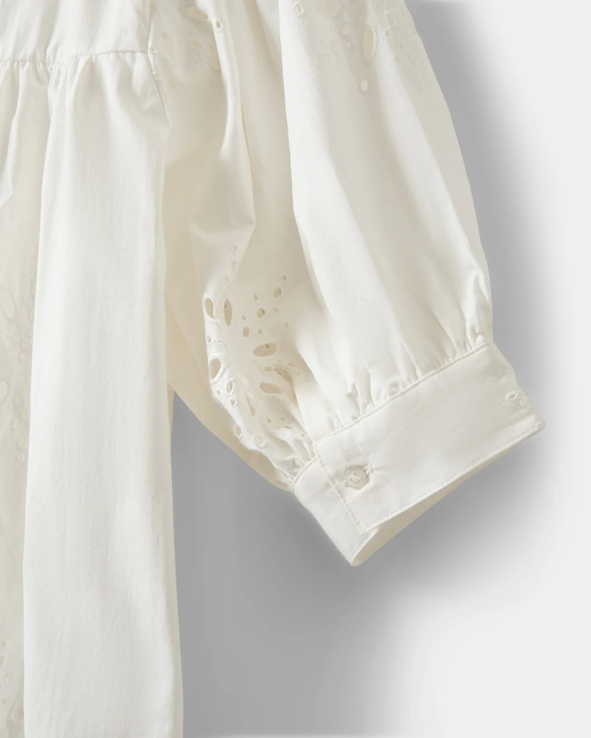100% Broderie Anglaise Cotton Alessia Shirt in White