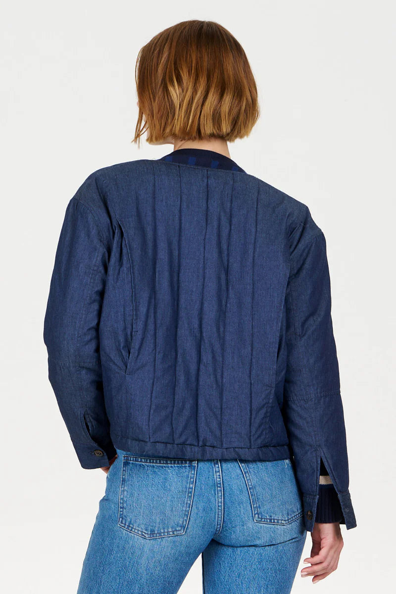100% Organic Cotton Lottie Jacket in Mid Wash Navy