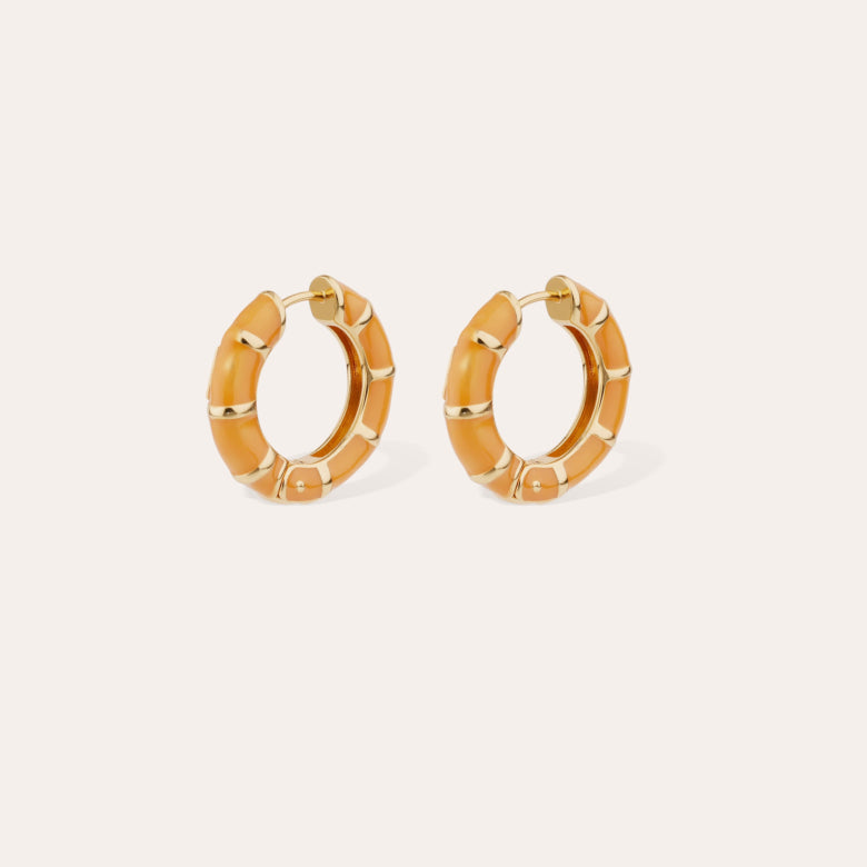 Bo Bambou Mini Email Earrings in Gold and Cream