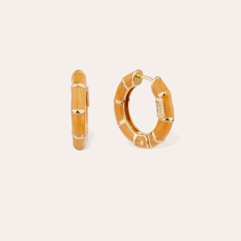 Bo Bambou Mini Email Earrings in Gold and Cream