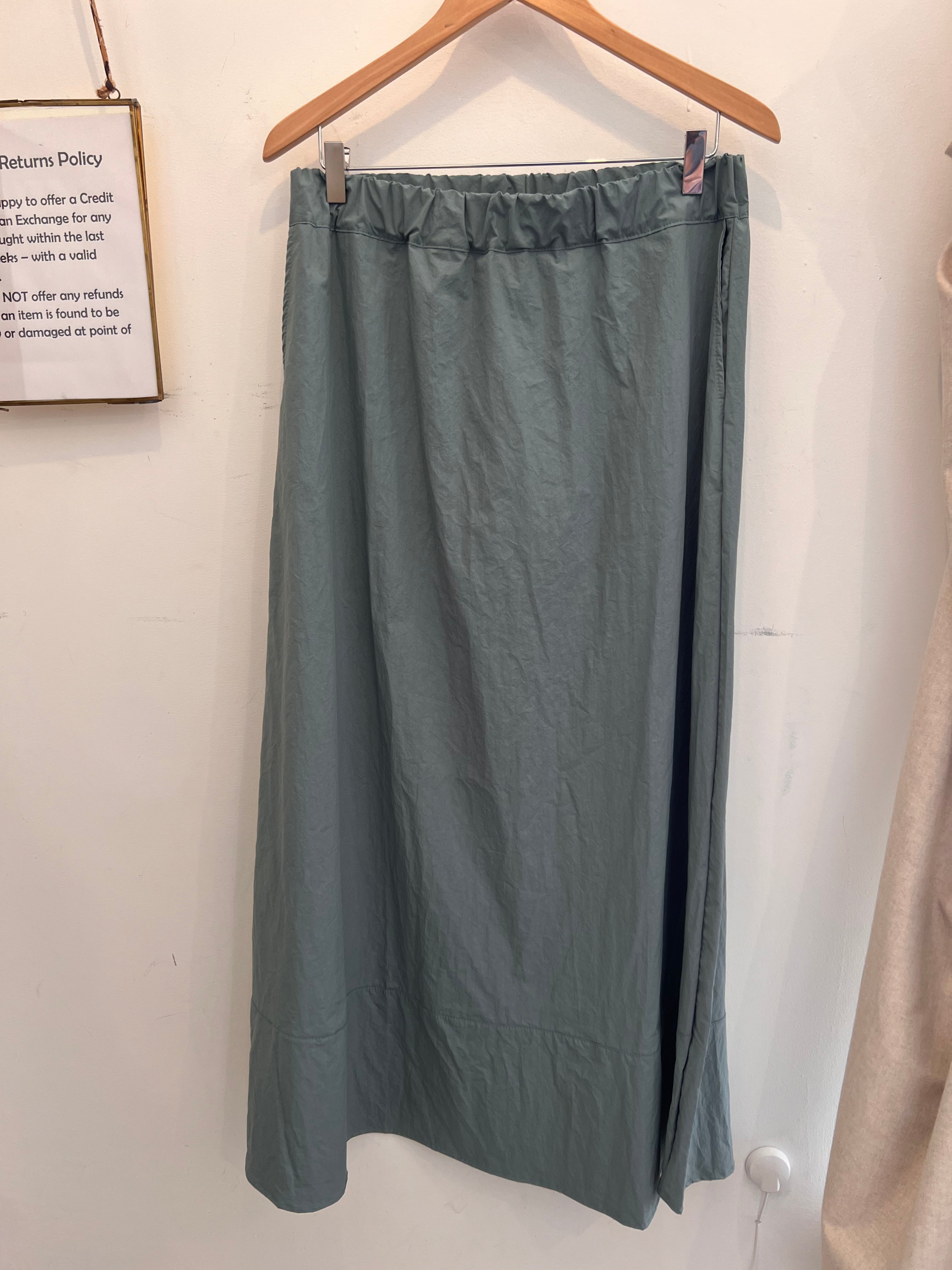 100% Cotton Gaberdine Flin Skirt in Teal Blue