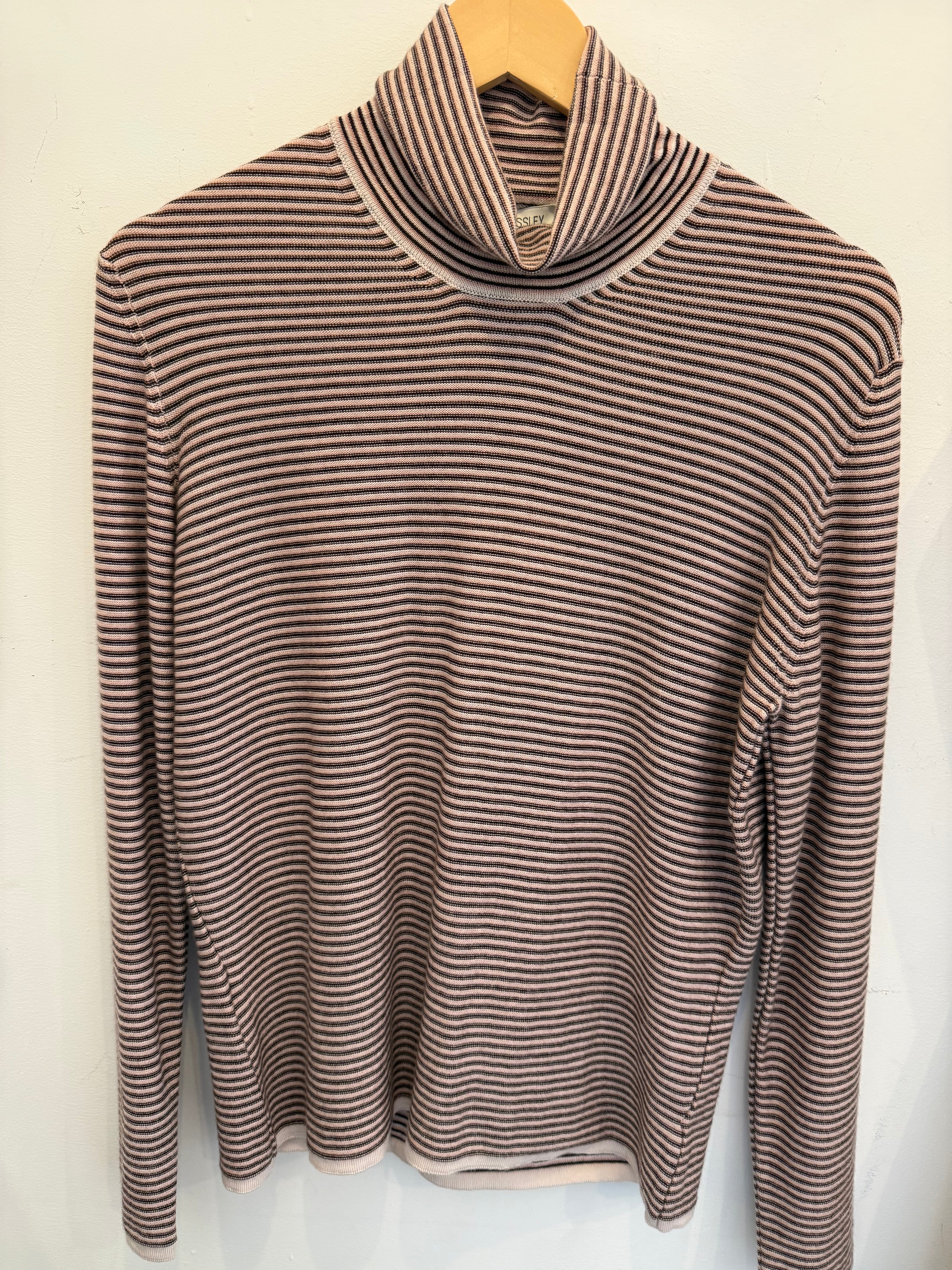 100% Wool Resil Jumper in Pink and Brown Stripe