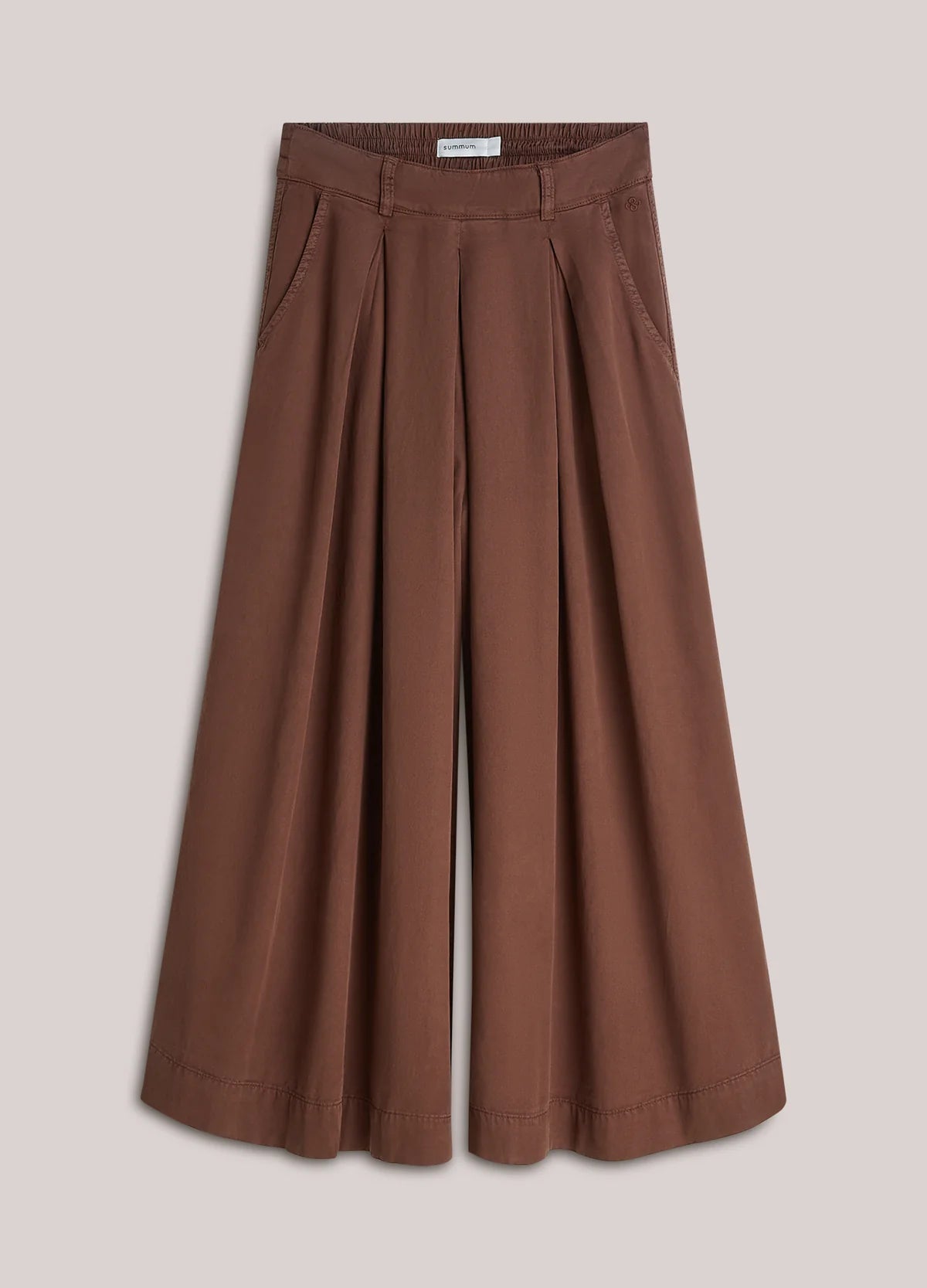 Cotton and Lyocell Wide Legged Culottes in Burgundy Brown