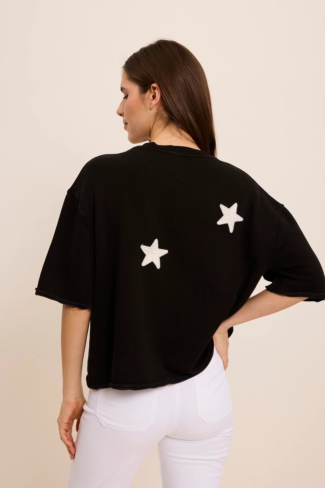 Cotton, Linen and Viscose mix short sleeve sweatshirt