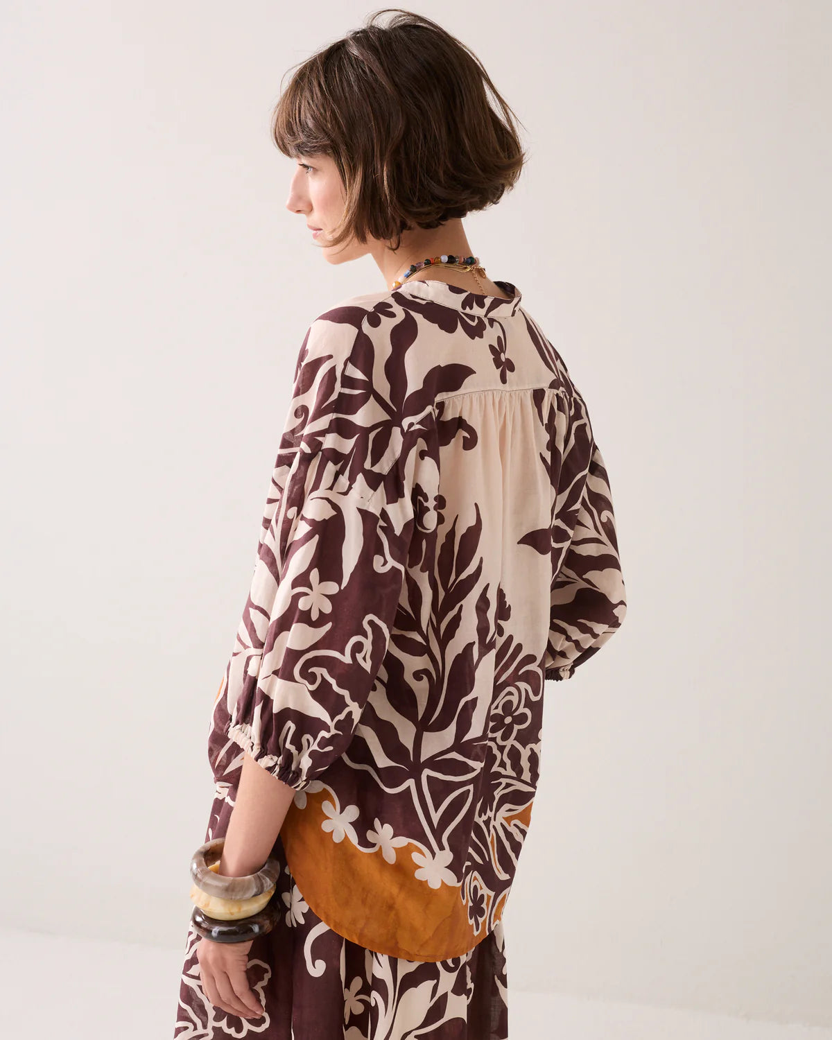 100% Cotton Blouse in Large Floral Print