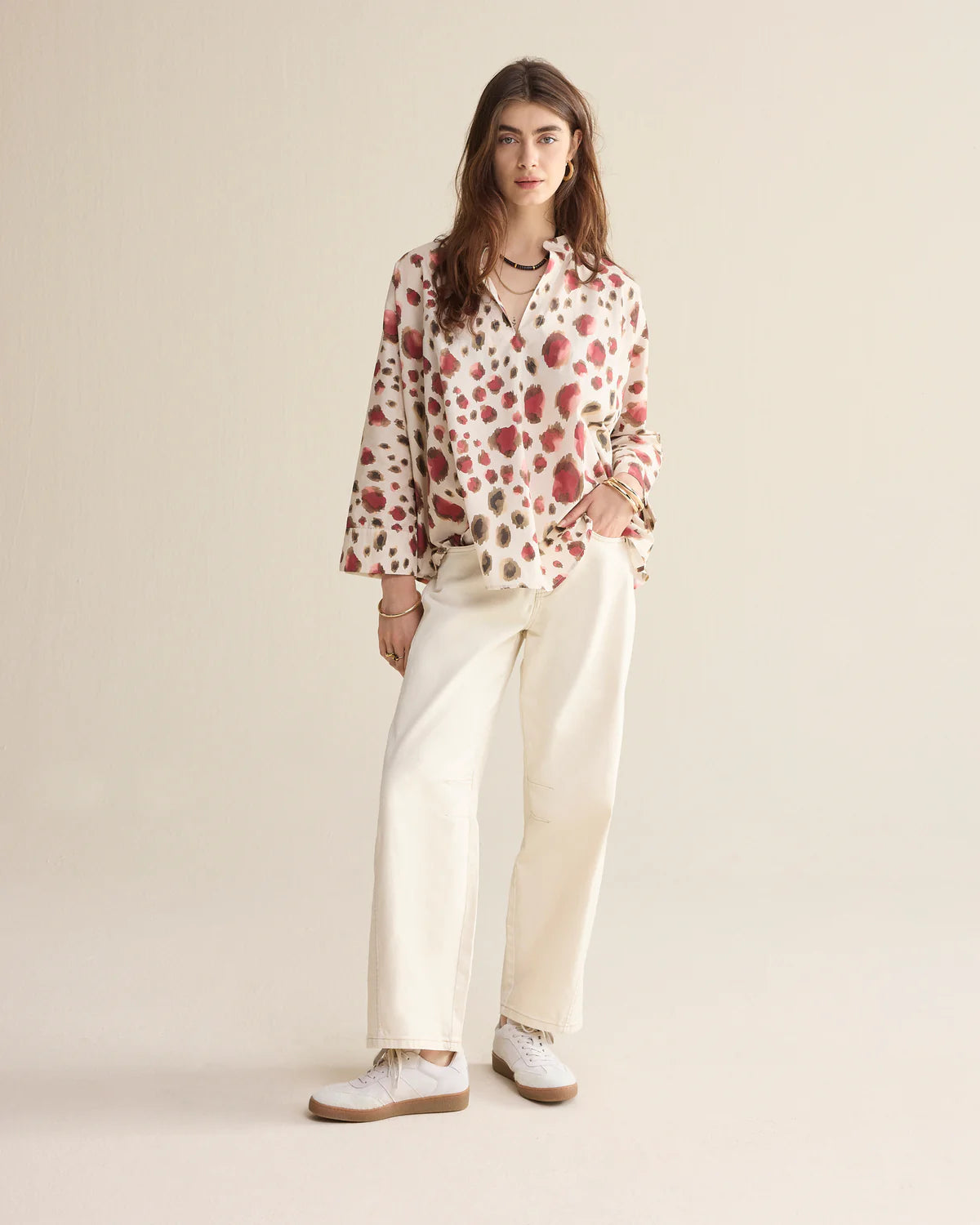 100% Cotton Barrel Leg Cocoon Trousers in Alpaca