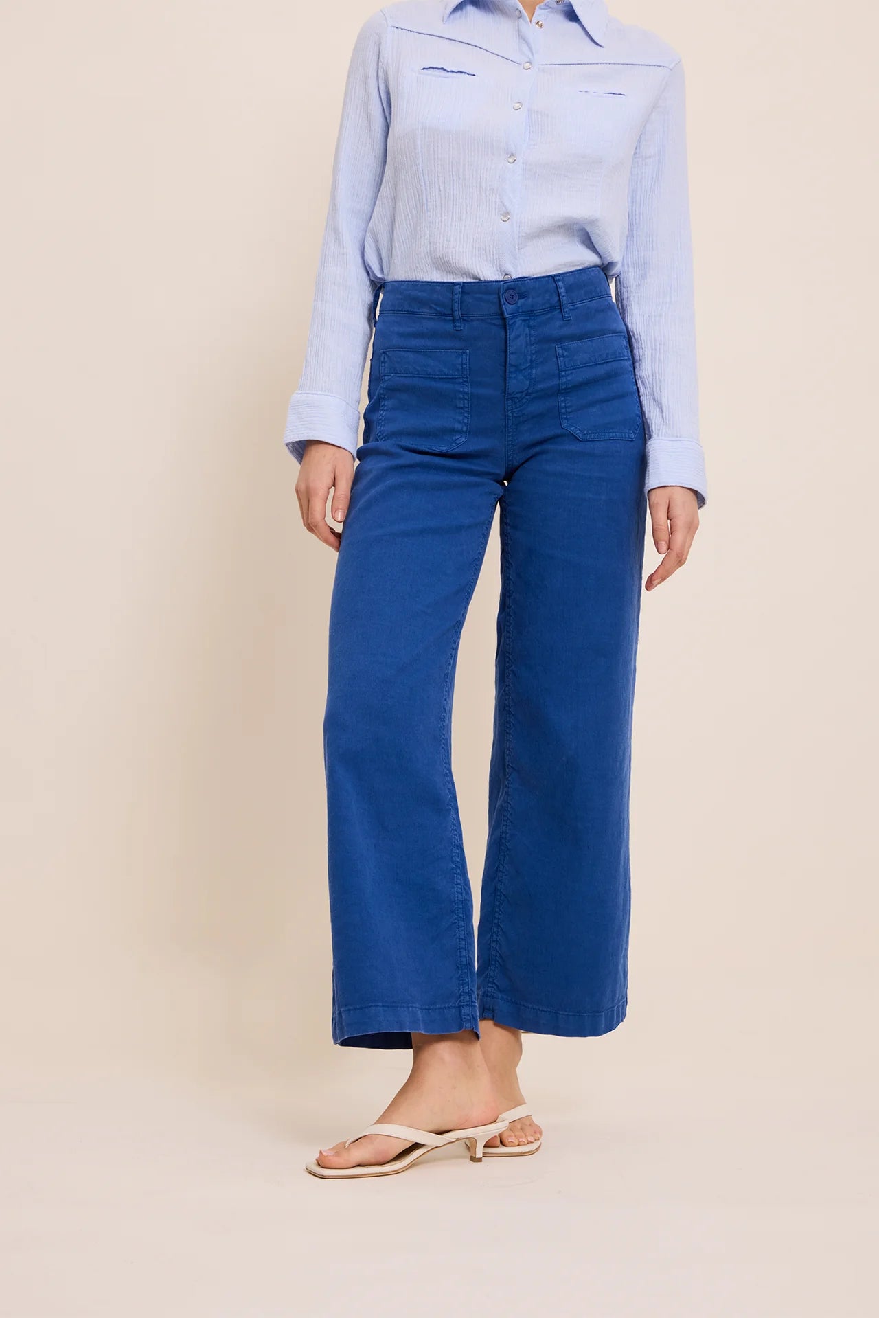 Linen and Cotton Lucia Trousers in Wave