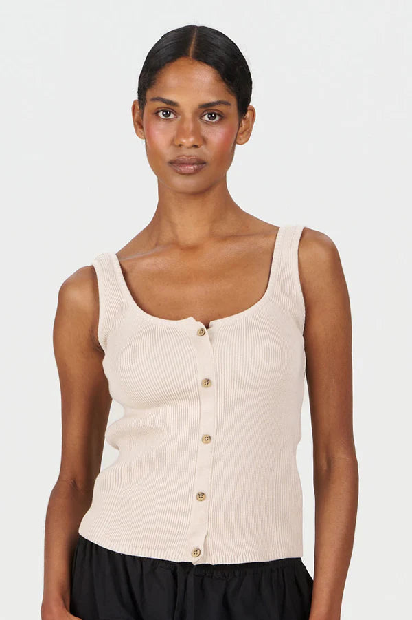 Cove 100% Organic Cotton Vest Top in Sand