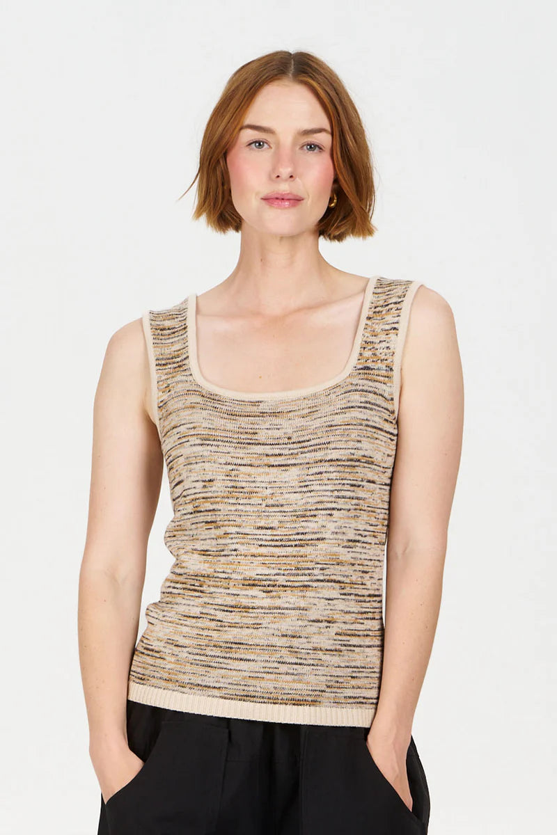 Poppy 100% Organic Cotton Vest Top in Beige and Browns