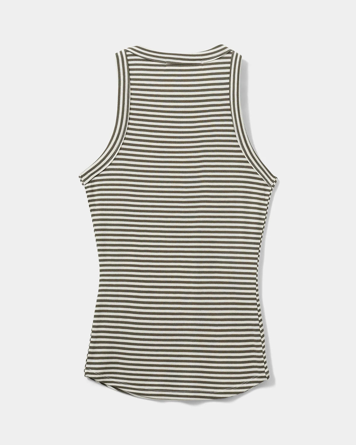 100% Cotton Viscose Jullie Vest Top in Olive and White Stripe